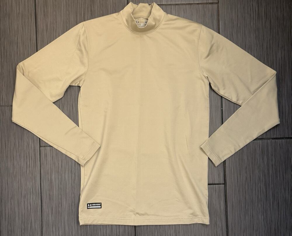 Under Armour Men's Tactical ColdGear Infrared Base Mock Neck Shirt Small Tan